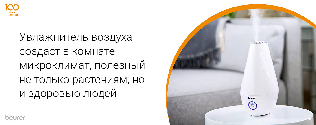 Увлажнитель ваздуха создаст микроклимат, который подойдет растениям и людям