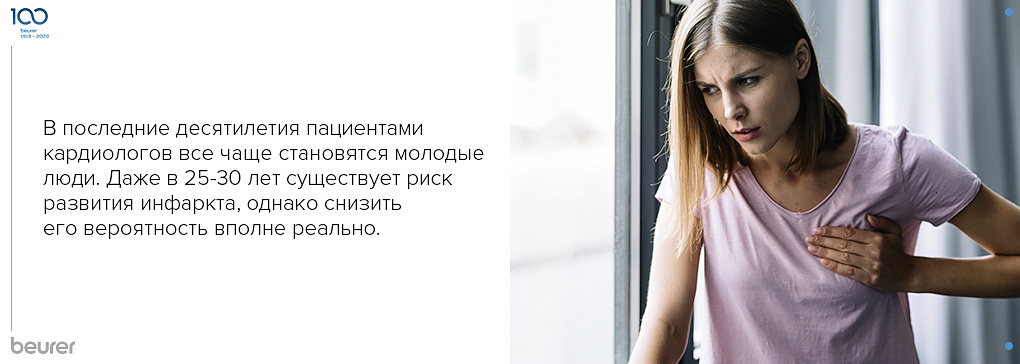 Даже в 25-30 лет существует риск развития инфаркта