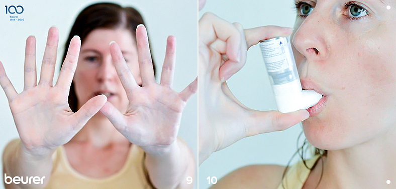 Не дышите в течение 10 секунд, чтобы препарат успел подействовать.