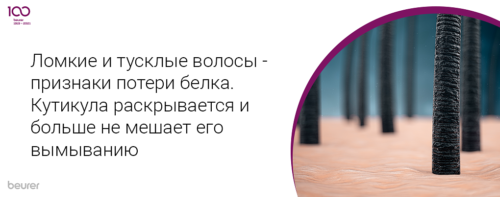 Ломкие и тусклые волосы - признаки потери белка. Кутикула раскрывается и больше не мешает его вымыванию