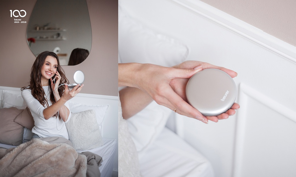 Косметическое зеркало с подсветкой и внешним аккумулятором Beurer BS 39