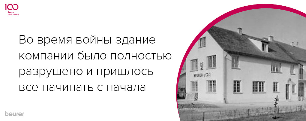 Во время войны здание компании Beurer было полностью разрушено и пришлось все начинать с начала