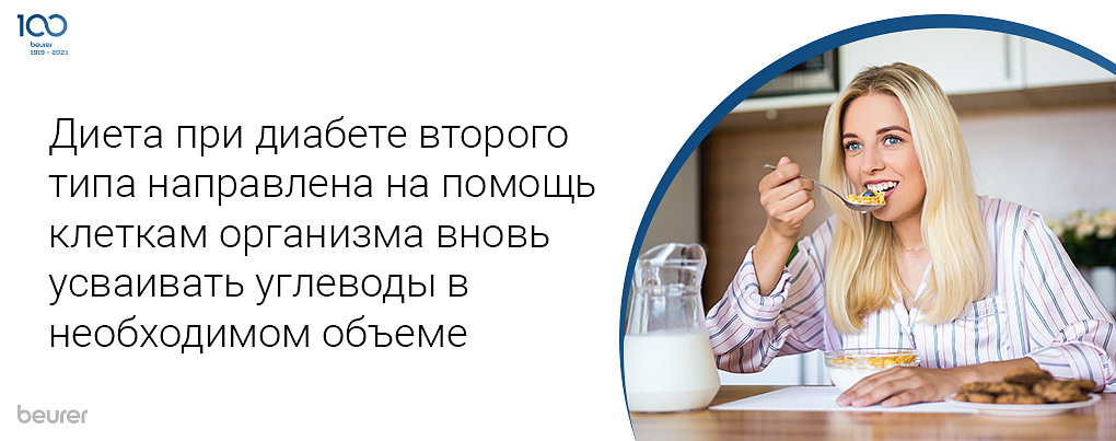 Диета при диабете второго типа направлена на помощь клеткам организма вновь усваивать углеводы в необходимом объеме