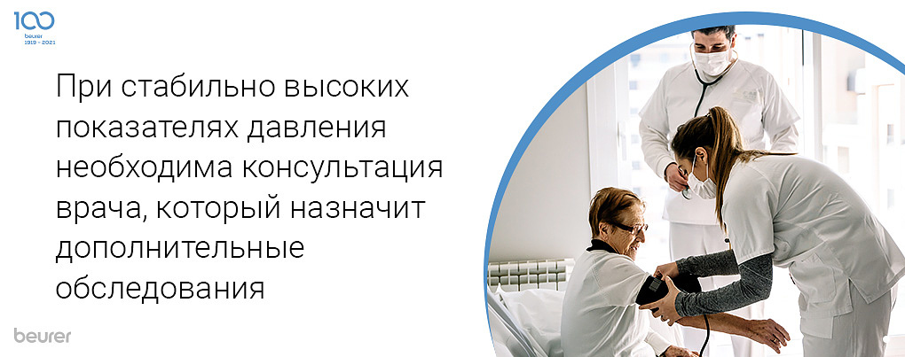 При стабильно высоких показателях давления необходима консультация врача