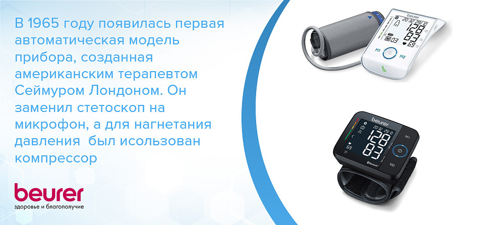 В 1965 году появилась первая автоматическая модель прибора, созданная американским терапевтом Сеймуром Лондоном. Он заменил стетоскоп на микрофон, а для нагнетания давления был исользован компрессор