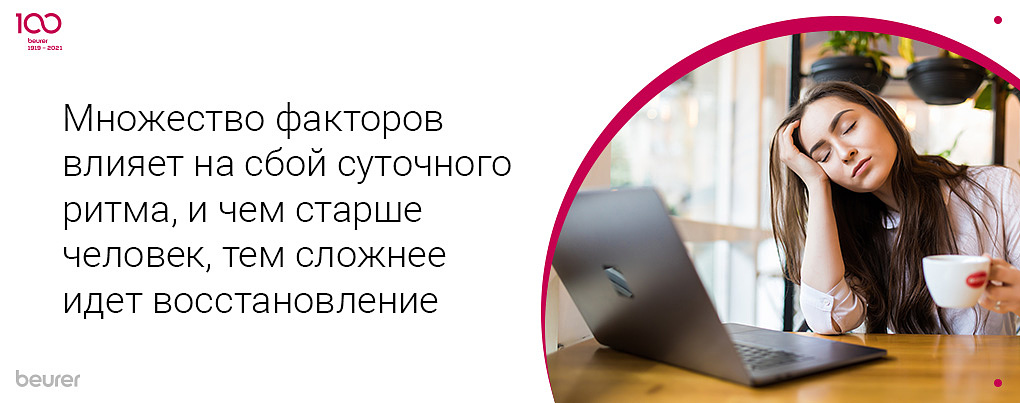 Множество факторов влияет на сбой суточного ритма, и чем старше человек, тем сложнее идет восстановление