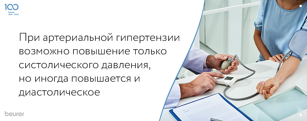 при артериальной гипертензии возможно повышение только систолического давления, но может повыситься и диастолическое 