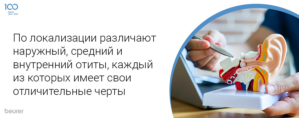 По локализации различают наружный, средний и внутренний отиты, каждый из которых имеет свои отличительные черты