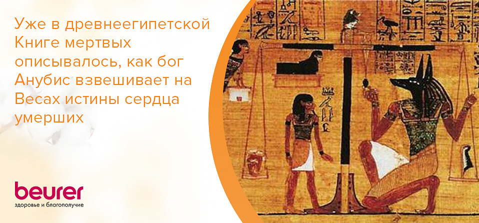Уже в древнеегипетской Книге мертвых описывалось, как бог Анубис взвешивает на Весах истины сердца умерших