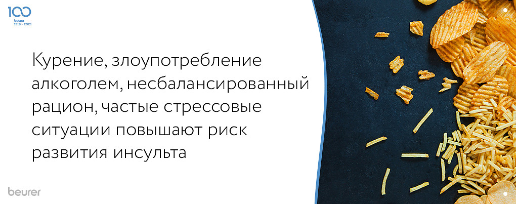 курение, злоупотребление алкоголем, несбалансированный рацион, частые стрессы повышают риск появления инсульта