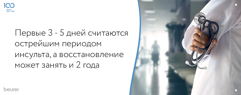 первые 3-5 дней считаются острейшим периодом инсульта, а восстановление может длиться до 2 лет